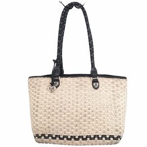 BRIGHTON Light Straw & Brown Trim Bag Beach Bag
